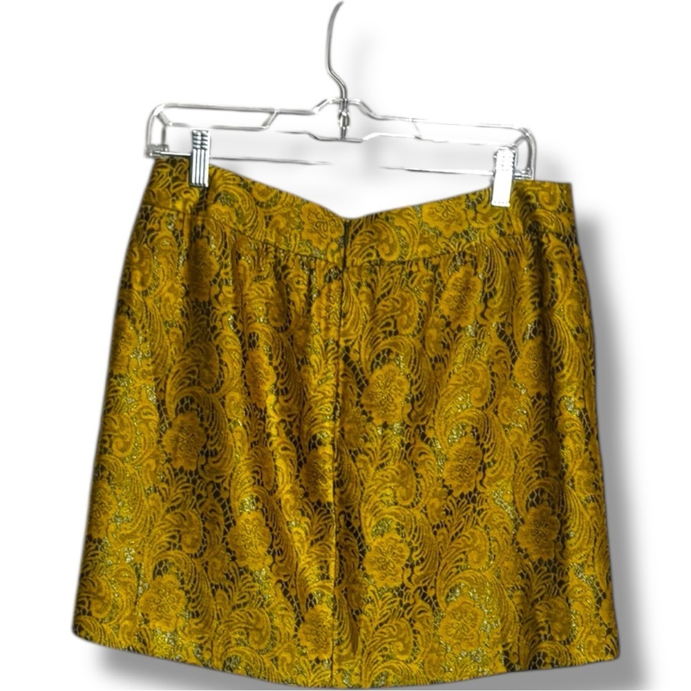 Banana Republic Yellow/Gold Brocade Patterned High Waist Bubble Mini Skirt - Picture 13 of 14